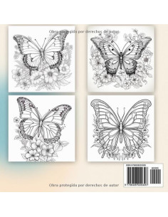 Mariposas y flores: Libro de colorear para adultos con 60 bocetos de flores y mariposas. (Spanish Edition) 2