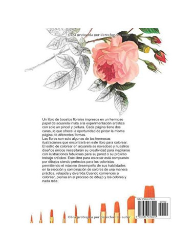 Flores en Acuarela libro para colorear: pintar acuarela y dibujos acuarela (watercolor) (Spanish Edition)
