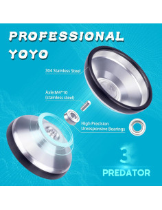 Yoyo Profesional Hksod Predator 3 No Responsivo Plata y Negro 2