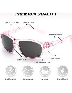 Gafas de Seguridad ProtectX Classic Rosa Antirayones y Antivaho 2