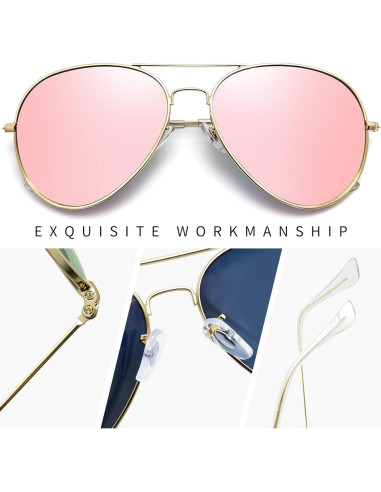 Gafas de Sol Joopin Aviador Metálicas UV400 Rosa
