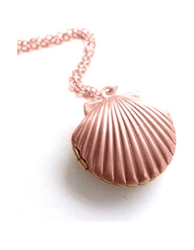 Collar de concha dorada AHIER, 61 cm, oro rosa, joyería náutica