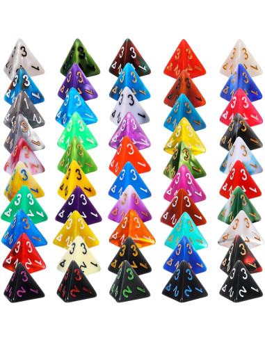 Conjunto de Dados Poliedricos Skylety 50 Piezas 4 Caras Multicolor