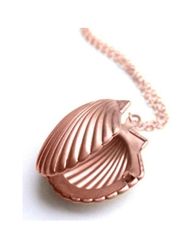 Collar de concha dorada AHIER, 61 cm, oro rosa, joyería náutica