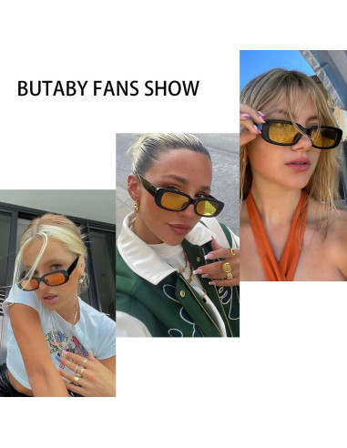Gafas de sol BUTABY para mujeres retro UV400 marco negro
