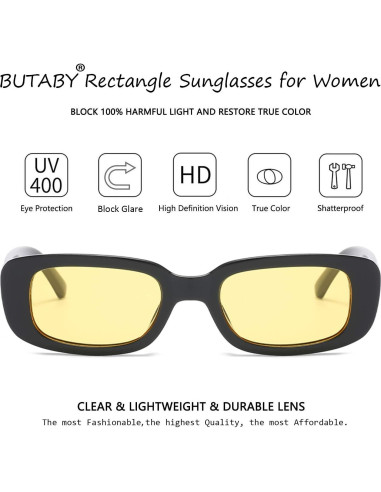 Gafas de sol BUTABY para mujeres retro UV400 marco negro