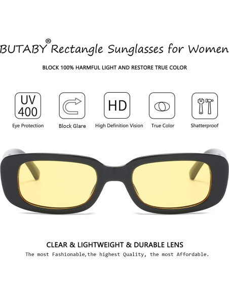 Gafas de sol BUTABY para mujeres retro UV400 marco negro Gafas de sol BUTABY para mujeres retro UV400 marco negro