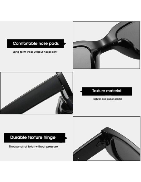 Gafas de sol BUTABY para mujeres retro UV400 marco negro Gafas de sol BUTABY para mujeres retro UV400 marco negro