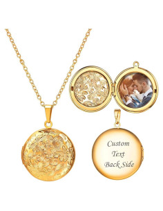 Collar Locket Personalizado U7 con Foto y Texto 45.72 cm