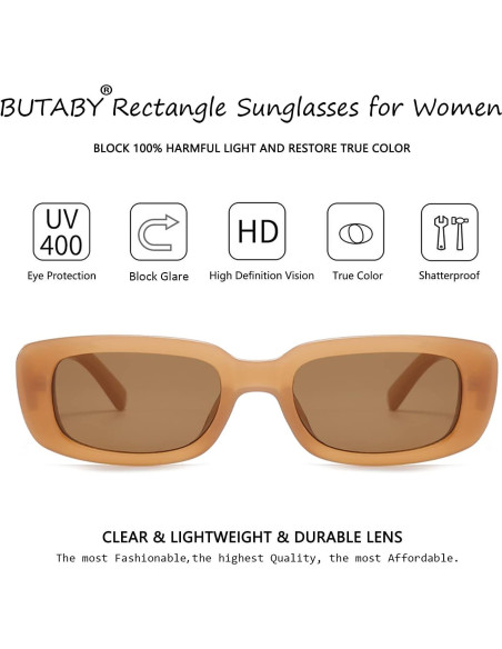 Gafas de Sol BUTABY Rectangulares UV400 para Mujeres Gafas de Sol BUTABY Rectangulares UV400 para Mujeres