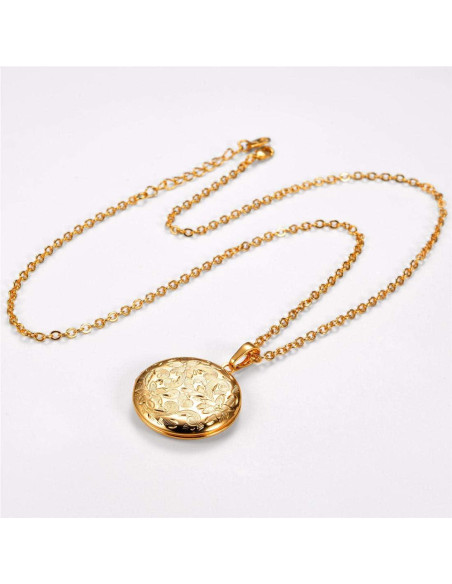 Collar Locket Personalizado U7 con Foto y Texto 45.72 cm