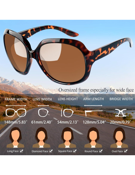 Gafas de sol Joopin grandes para mujeres, polarizadas UV400