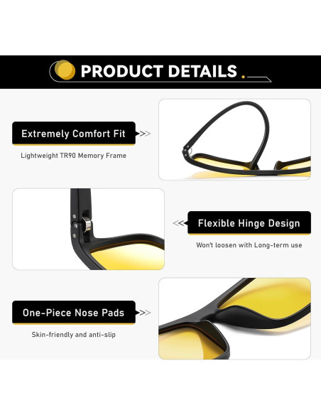 Gafas de Seguridad RMMEEY con Lentes Amarillas UV Antirreflejo