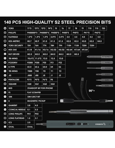Destornillador Eléctrico Mini STREBITO 155 Piezas S2