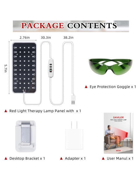 Terapia de Luz Roja SAVILER Portátil 660nm 850nm Ajustable