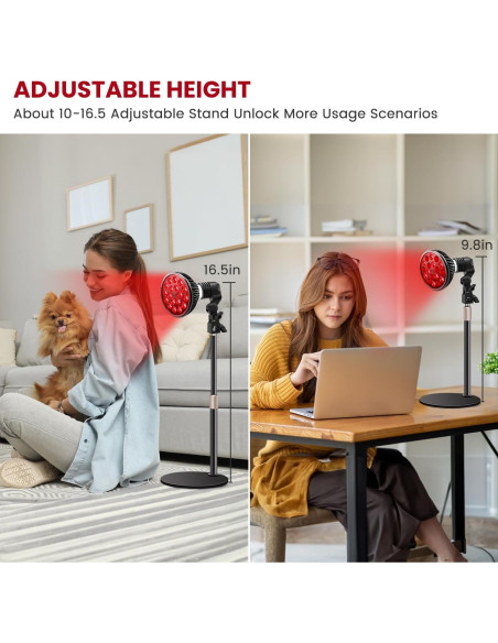 Lámpara Terapia Luz Roja Wolezek - Soporte Ajustable 25-42cm