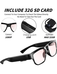 Gafas de cámara inteligentes YF-6800 con 32GB para hombres 2