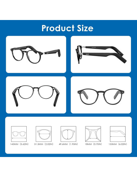 Gafas Inteligentes GetD con Bluetooth 5.4 y Lentes UV