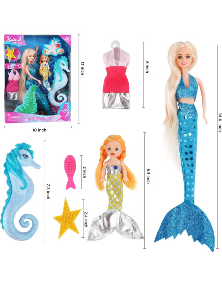 Conjunto de Muñeca Sirena Bettina con Caballito de Mar