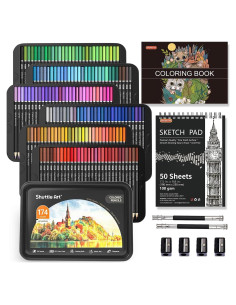 Set de Lápices de Colores 174 Colores Shuttle Art con Accesorios