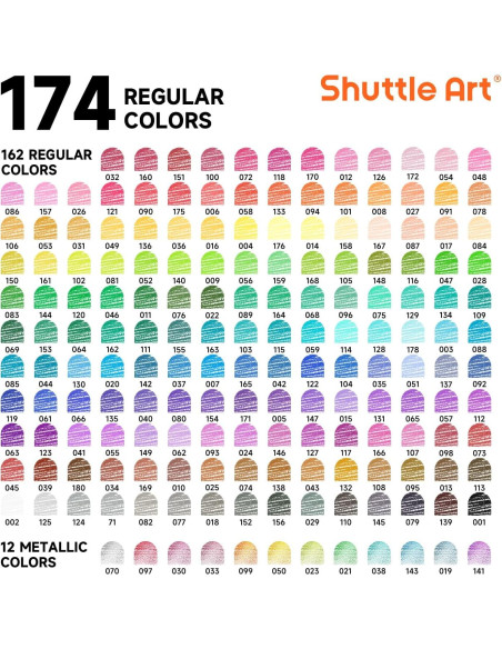 Set de Lápices de Colores 174 Colores Shuttle Art con Accesorios