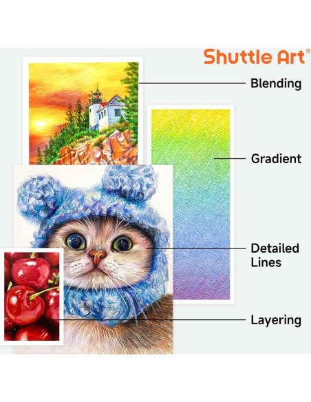 Set de Lápices de Colores 174 Colores Shuttle Art con Accesorios