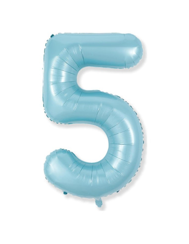 Globo de Número 5 Azul Perlado 101,6 cm para Cumpleaños