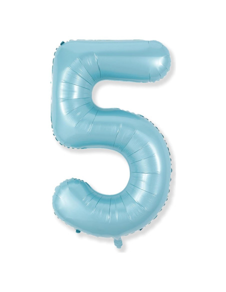 Globo de Número 5 Azul Perlado 101,6 cm para Cumpleaños