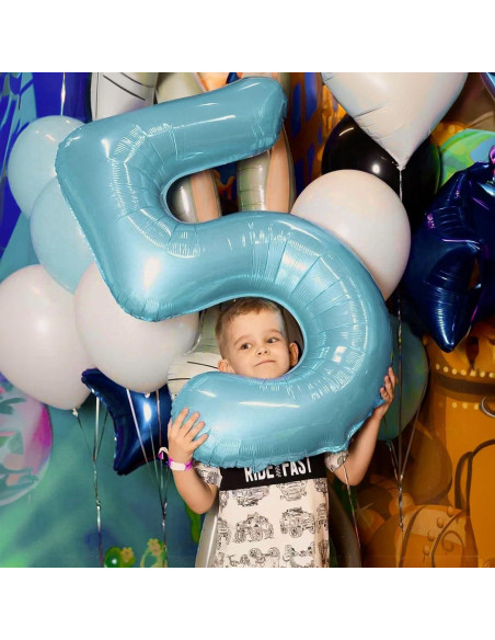 Globo de Número 5 Azul Perlado 101,6 cm para Cumpleaños