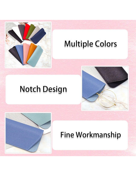 12 Fundas de Gafas de Cuero Multicolor Suaves 18.87x10.21cm