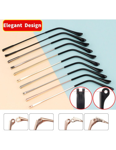 Patas de Gafas de Metal TORWOL 138mm Gris Reemplazo DIY