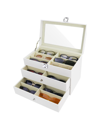 Estuche Organizador de Gafas de Sol Cuero 18 Compartimentos