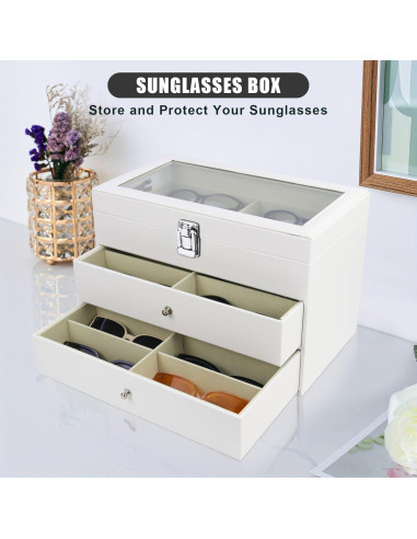 Estuche Organizador de Gafas de Sol Cuero 18 Compartimentos