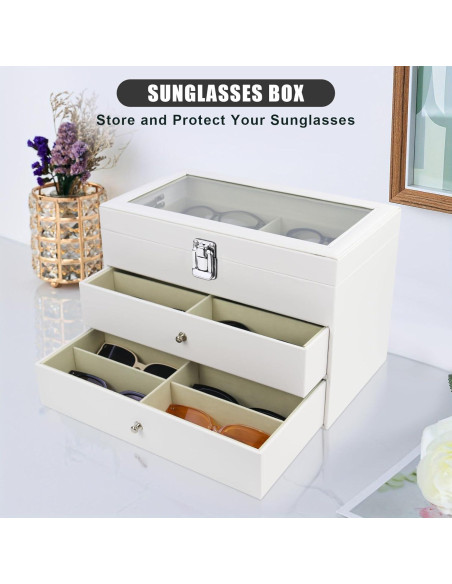 Estuche Organizador de Gafas de Sol Cuero 18 Compartimentos