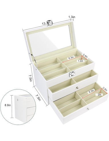 Estuche Organizador de Gafas de Sol Cuero 18 Compartimentos