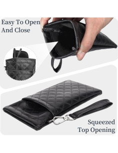 Estuche Doble para Gafas RayLove Pouch de Cuero Negro 2