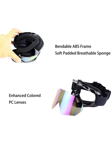 Gafas de motocross ADCGank B03, anti-niebla, negras y plateadas