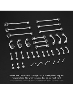 Set 36 Retenedores de Piercing Transparentes Bioflex Hipoalergénicos 2