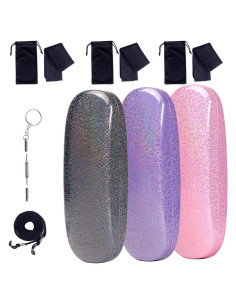 Estuches de Gafas Dura ADBGV 3 Piezas Unisex con Paño