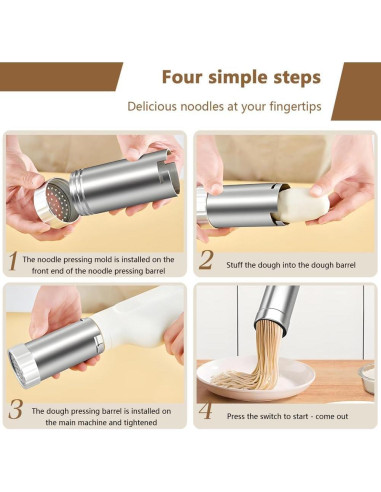 Máquina de Pasta Eléctrica Portátil UFAGFDA 5-en-1 Acero Inoxidable