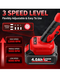 Amoladora Angular Inalámbrica FULLYEA 21V 12000RPM con Baterías 2