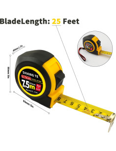 Cinta Métrica 7.6m Yekepal Retráctil con Bloqueo Automático 2