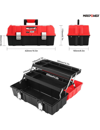 Caja de Herramientas MAXPOWER 40.64 cm Plegable 3 Capas