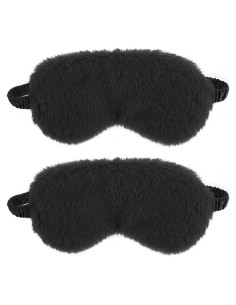 2 Pcs Máscaras de Ojos Terciopelo Negro Suave para Dormir