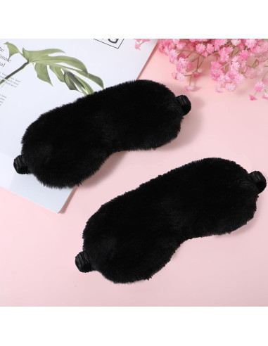 2 Pcs Máscaras de Ojos Terciopelo Negro Suave para Dormir