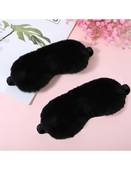 2 Pcs Máscaras de Ojos Terciopelo Negro Suave para Dormir