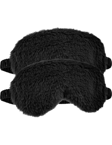 2 Pcs Máscaras de Ojos Terciopelo Negro Suave para Dormir
