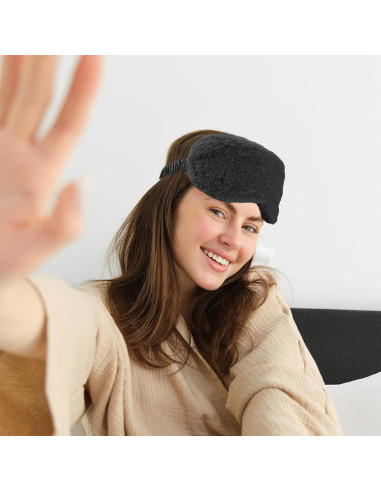 2 Pcs Máscaras de Ojos Terciopelo Negro Suave para Dormir