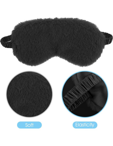 2 Pcs Máscaras de Ojos Terciopelo Negro Suave para Dormir