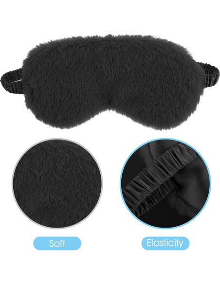 2 Pcs Máscaras de Ojos Terciopelo Negro Suave para Dormir